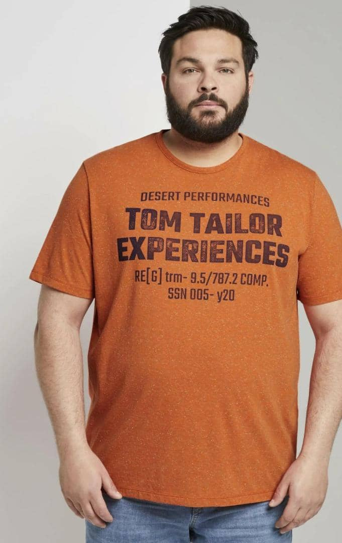 TOM TAILOR Mens T-Shirt (ORANGE) (S - M - L - XL - 2XL - 3XL)