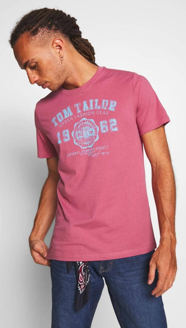 TOM TAILOR Mens T-Shirt (PINK) (M - L - XL - 2XL - 3XL)