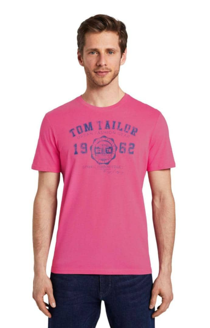 TOM TAILOR Mens T-Shirt (PINK) (S - M - L - XL - 2XL - 3XL)