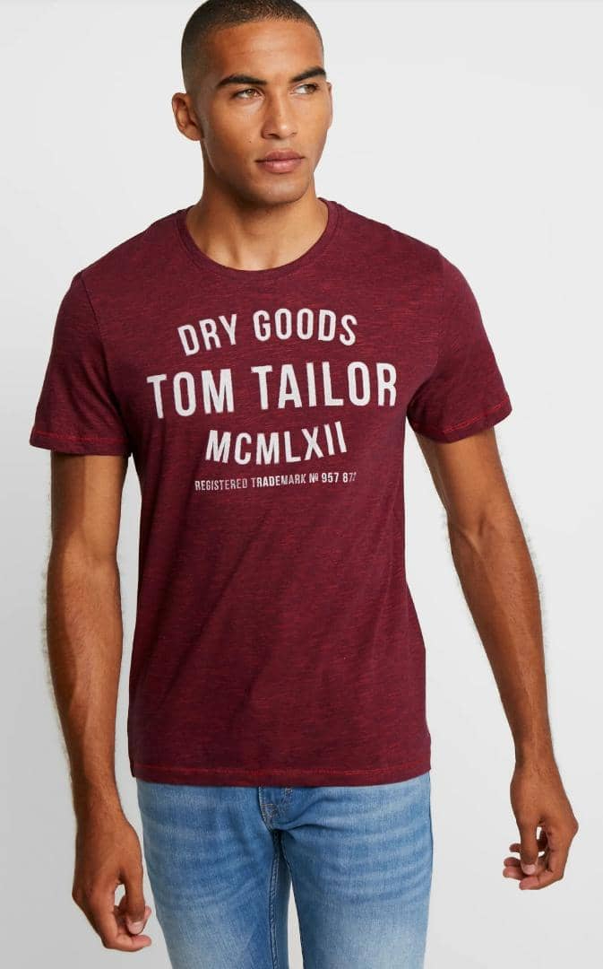TOM TAILOR Mens T-Shirt (MAROON) (S - M - L - XL - 2XL - 3XL)