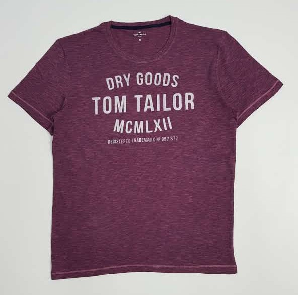 TOM TAILOR Mens T-Shirt (MAROON) (M - L - XL - 2XL - 3XL)