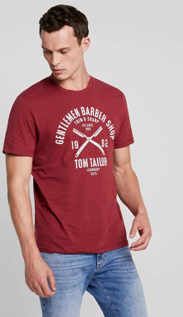 TOM TAILOR Mens T-Shirt (MAROON) (S - M - L)