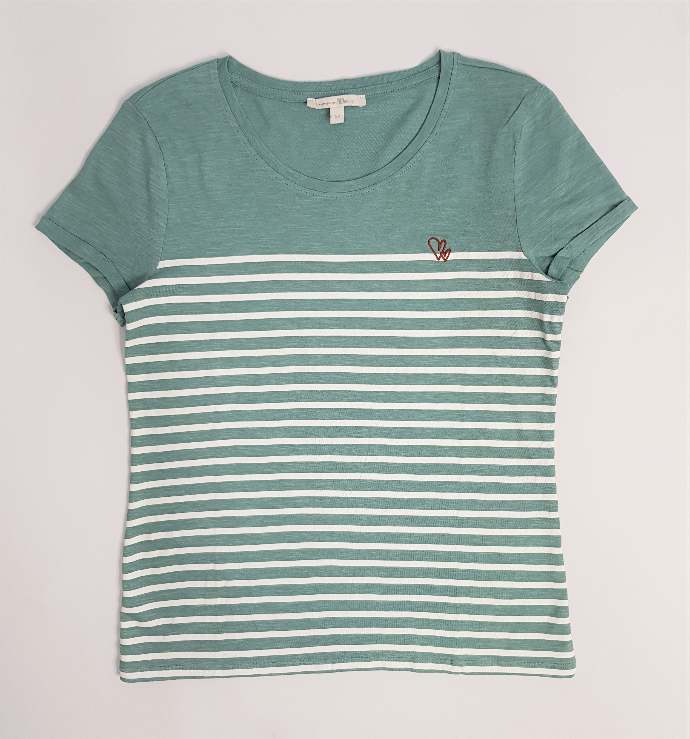 TOM TAILOR Ladies T-Shirt (GREEN - WHITE) (XS - S - M - XL - XXL)