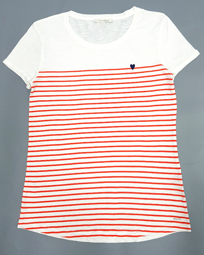 TOM TAILOR Ladies T-Shirt (RED - WHITE) (XS - S - M - L - XL)
