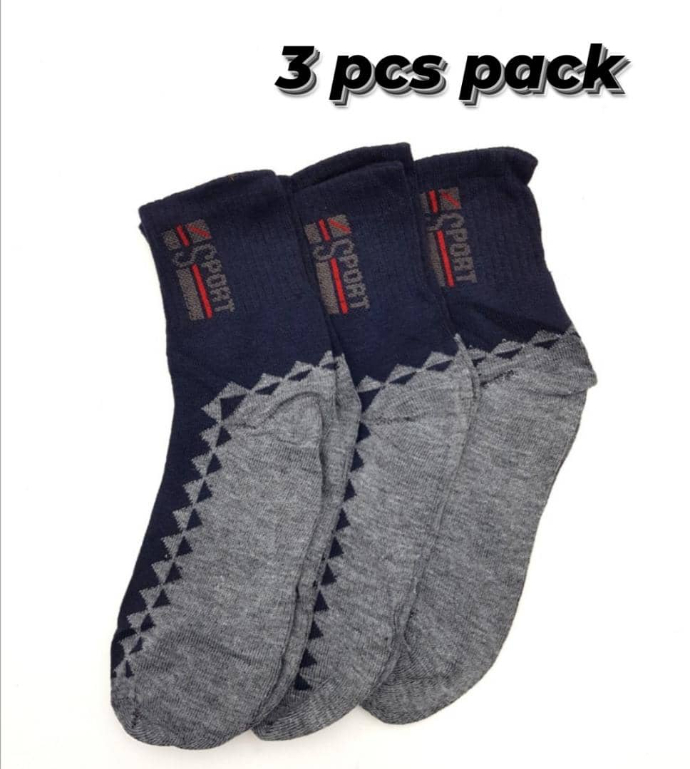 SPORT Socks 3 Pcs Pack (GRAY-NAVY) (FREE SIZE)