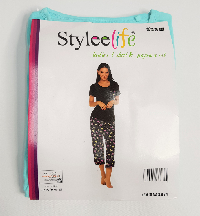 STYLEE LIFE Ladies 2 Pcs Pyjama Set (LIGHT BLUE - LIGHT PINK) (S - M - L - XL)