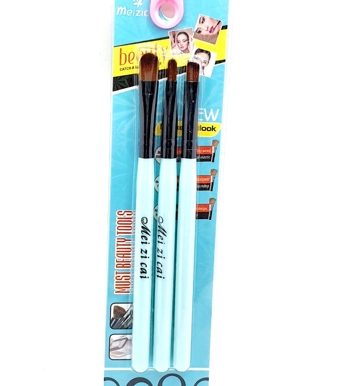 MEI ZI CAI 3 Pcs Make Up Brush Set (BLUE) (FRH)