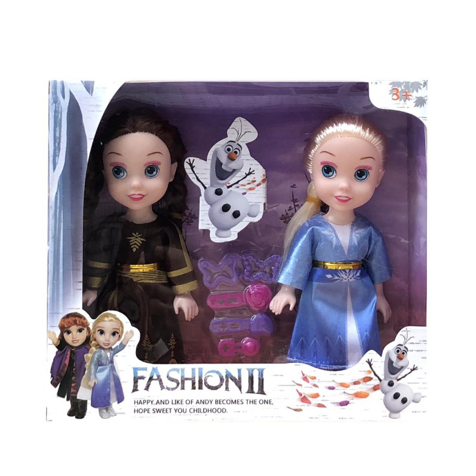 2 pcs/set Princess frozen 2 Anna Elsa Dolls with box For Girls Toys Princess (BROWN - BLUE) (ONE SIZE)