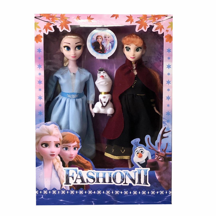 with 3 pcs/set Princess frozen 2 Anna Elsa Dollsbox For Girls Toys Princess (BLACK - BLUE) (ONE SIZE)
