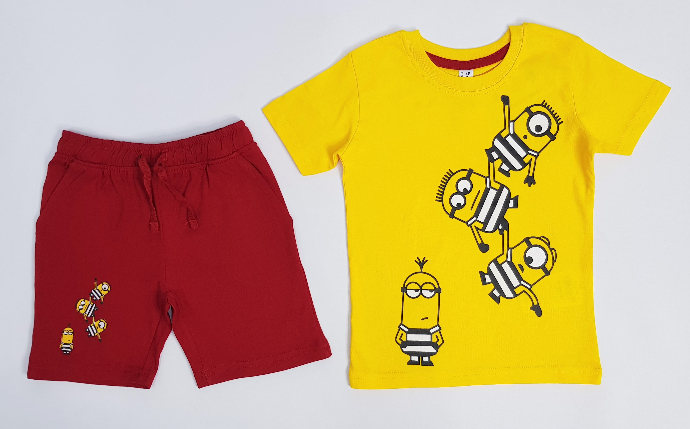 Boys 2 Pcs Shorty Set (YELLOW - RED) (2 to 8 Years)