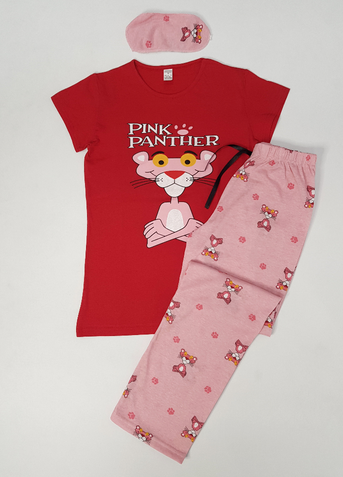 PINK FANTHER Ladies Turkey 3 Pcs Pyjama Set (RED - PINK) (S - M - L - XL)