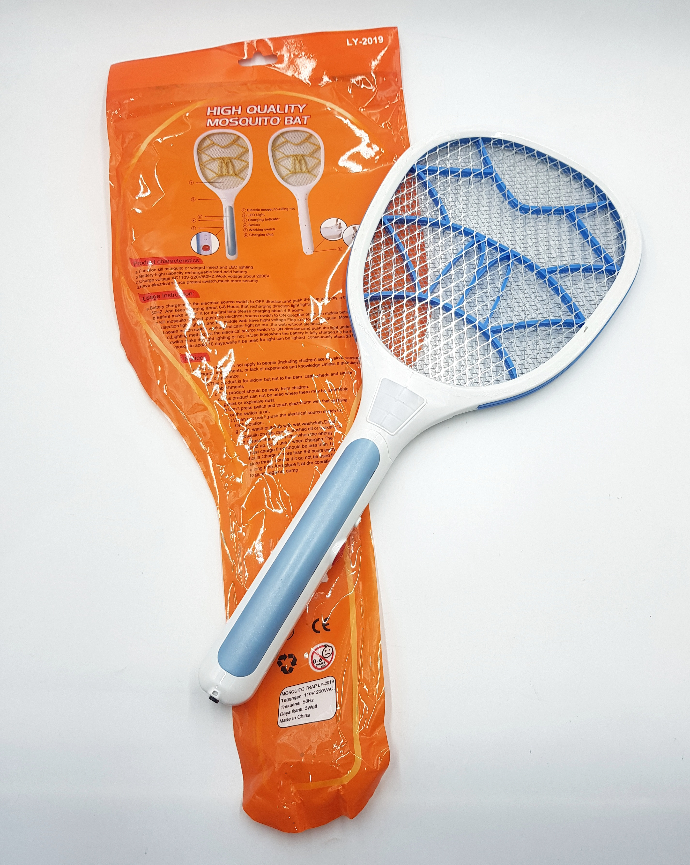 Electric Bug Zapper Hand Held Fly Swatter Rechargeable With Bright LED light For Home And Outdoor Multicolor. (WHITE-BLUE) (OS) (GM)
