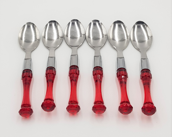 Stainless Steel Tableware Spoon 6Pcs Set (RED) (GM)