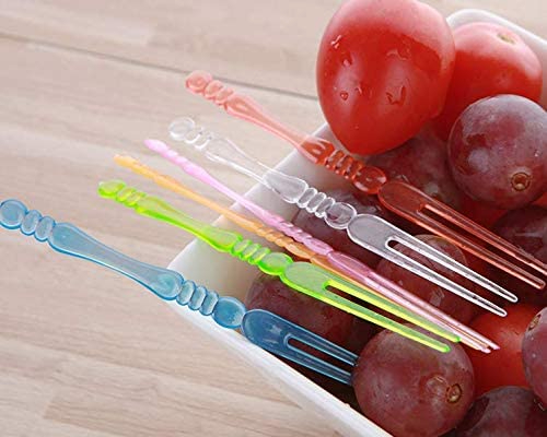 36 PCS Plastic Color Transparent Fruit Food Forks / Cocktail Picks (GM)