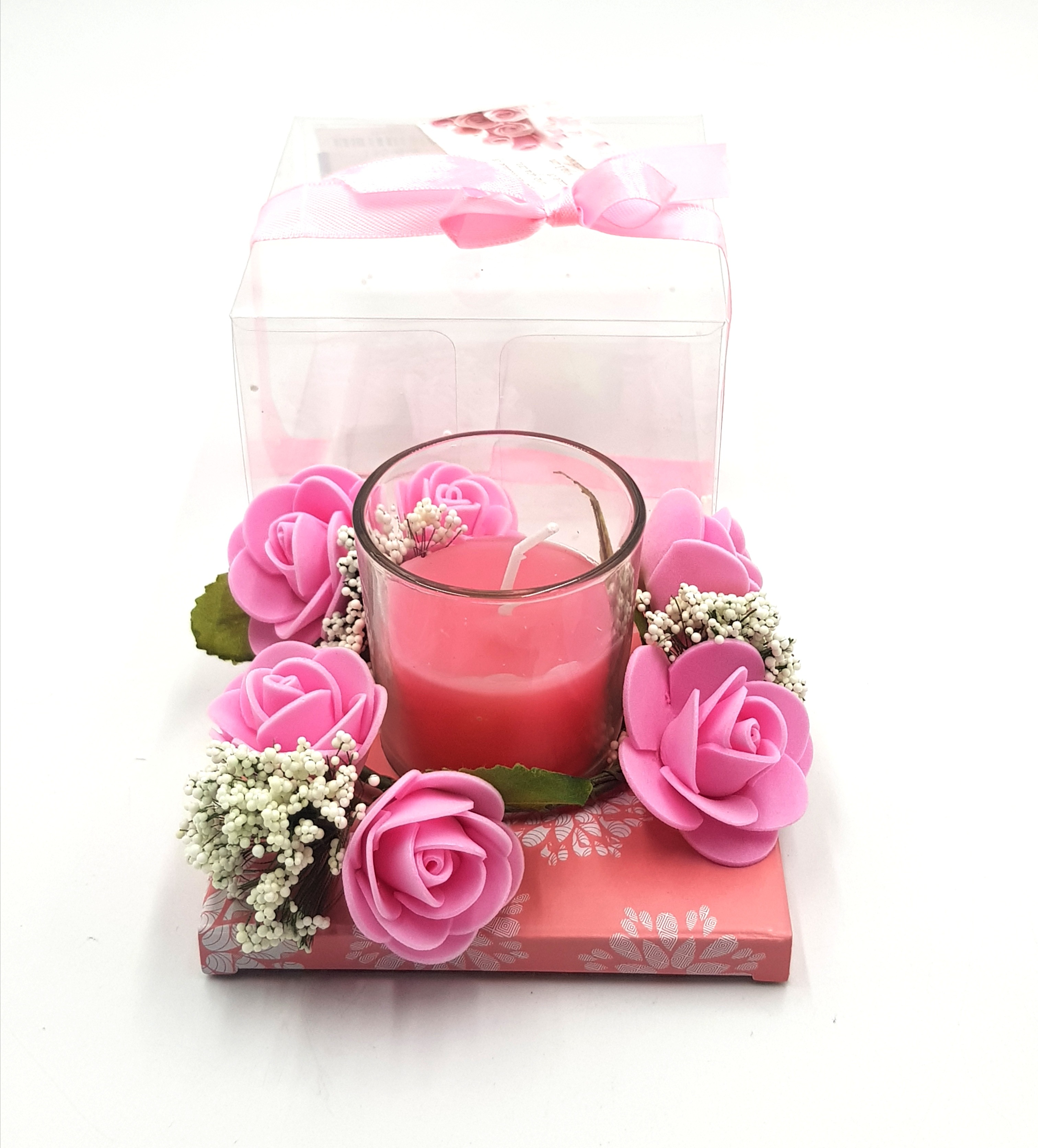 Gift Pack Pink candles and flowers