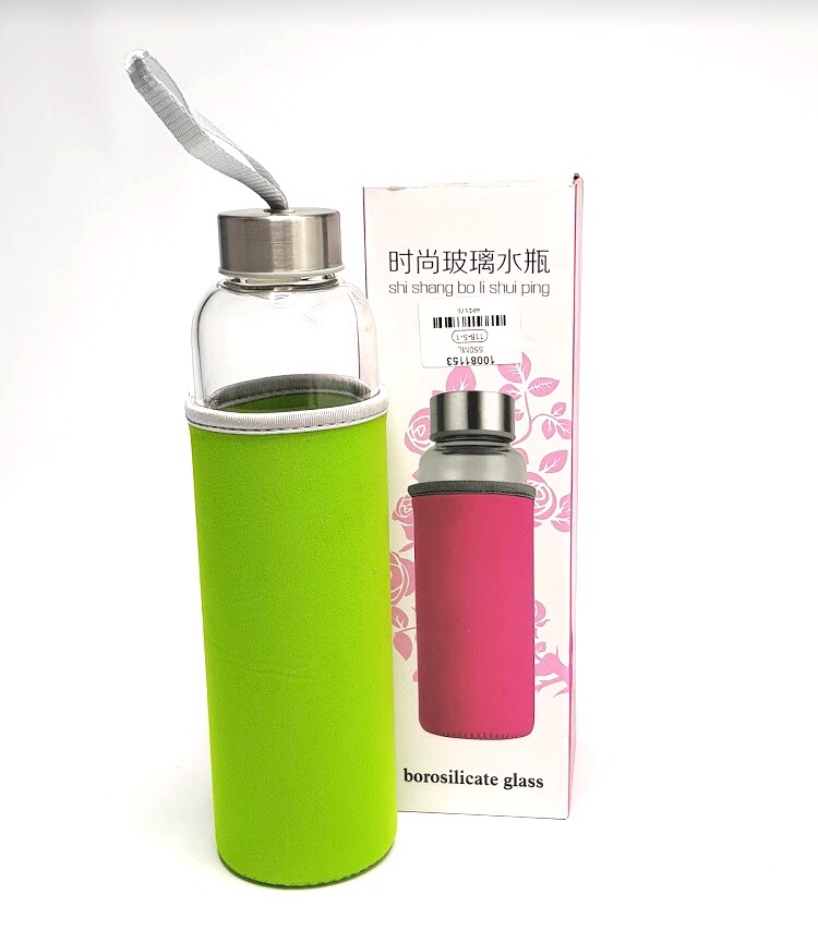 borosilicate glass tumbler water bottle with insulation cloth