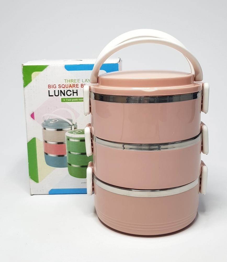 THREE LAYERS BIG SQUARE BUCKLE LUNCH BOX
