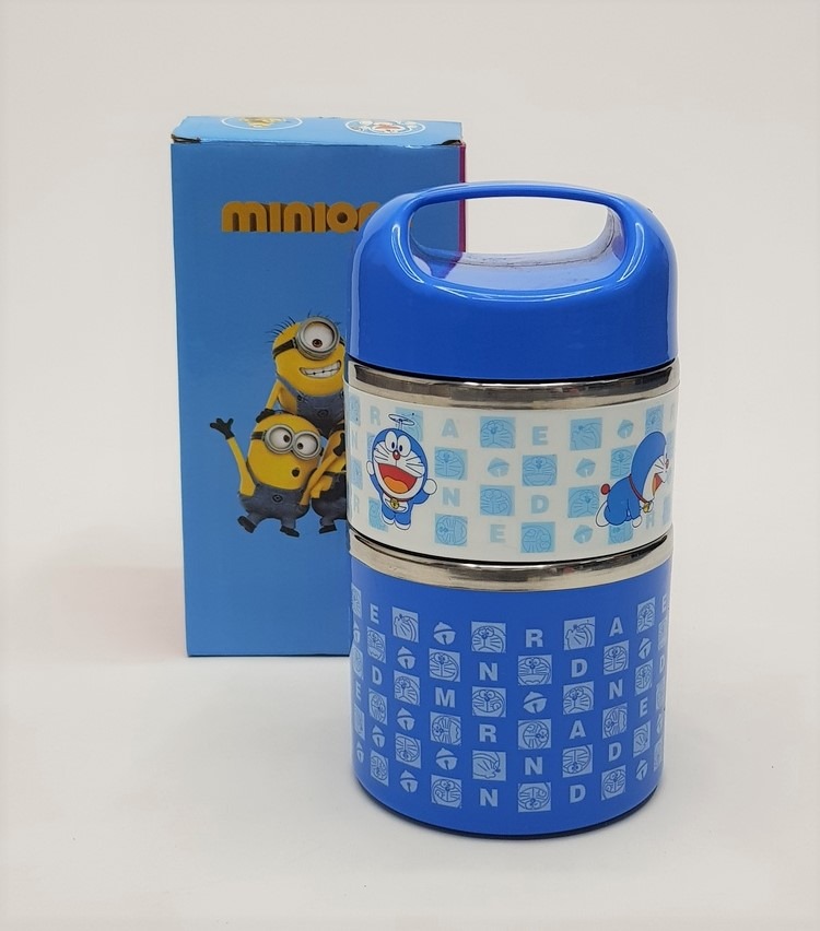 Cartoon Printed 2 Layer Steel Lunch Box For Kids