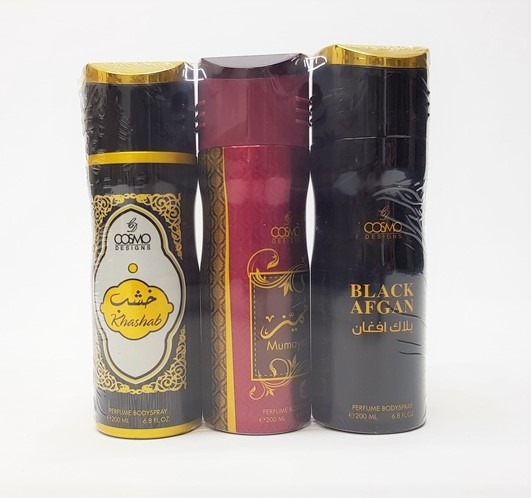 COSMO Perfum Body Spray- Pack of 3-Men in Khashab,Mumayez,Black Afgan