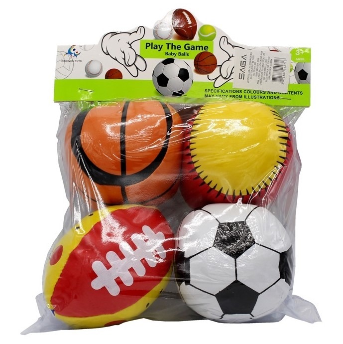 Set Of 4 Inflatable Sports Balls For Kids