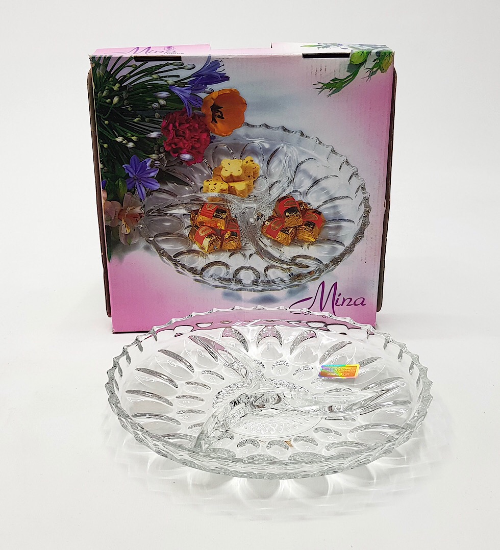 Glass Mina 3 Compartment Serving Tray