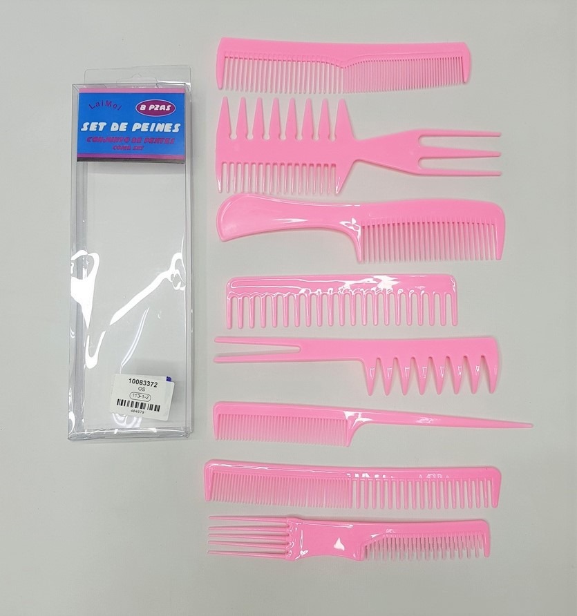 8 Pack Hair Stylists Styling Comb Set with 10 Pack Duck Bill Clips Salon Barber Anti-static Hair Combs Styling Comb Set Hair Styling Comb with Silver Metal Clip (Pink)