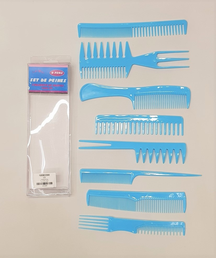 8 Pack Hair Stylists Styling Comb Set with 10 Pack Duck Bill Clips Salon Barber Anti-static Hair Combs Styling Comb Set Hair Styling Comb with Silver Metal Clip (BLUE)