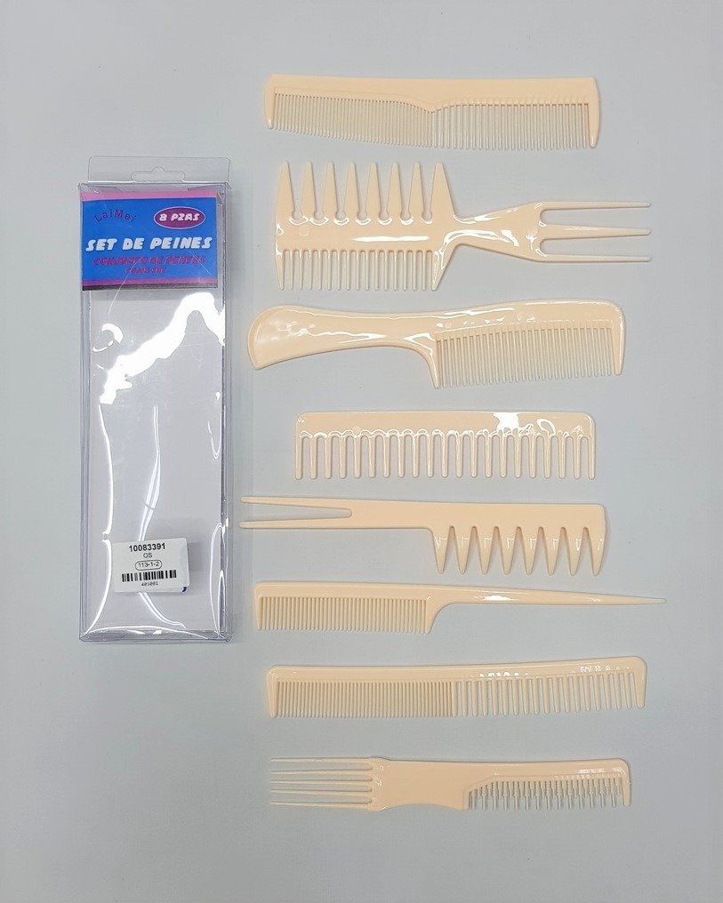 8 Pack Hair Stylists Styling Comb Set with 10 Pack Duck Bill Clips Salon Barber Anti-static Hair Combs Styling Comb Set Hair Styling Comb with Silver Metal Clip (CREAM)