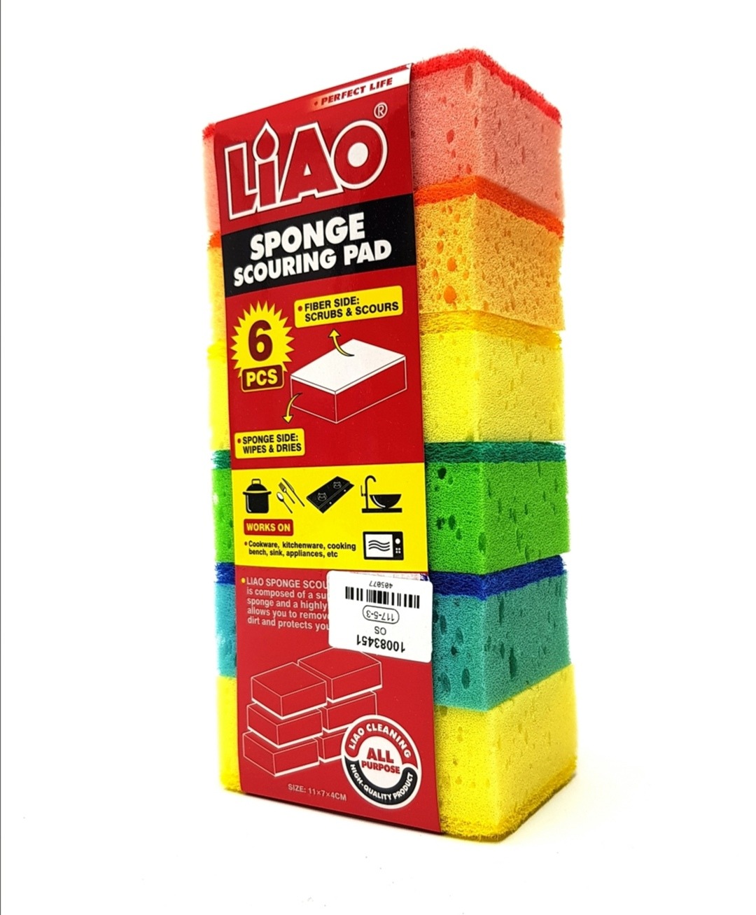 6 Pcs LIAO SPONGE WITH SCOURING PAD