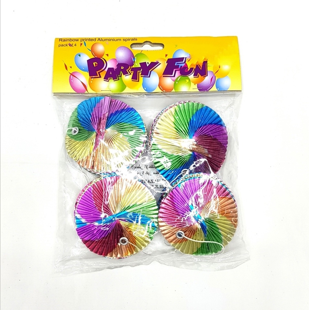 4 Pcs Pack Party Rainbow Printed Aluminium Spirals