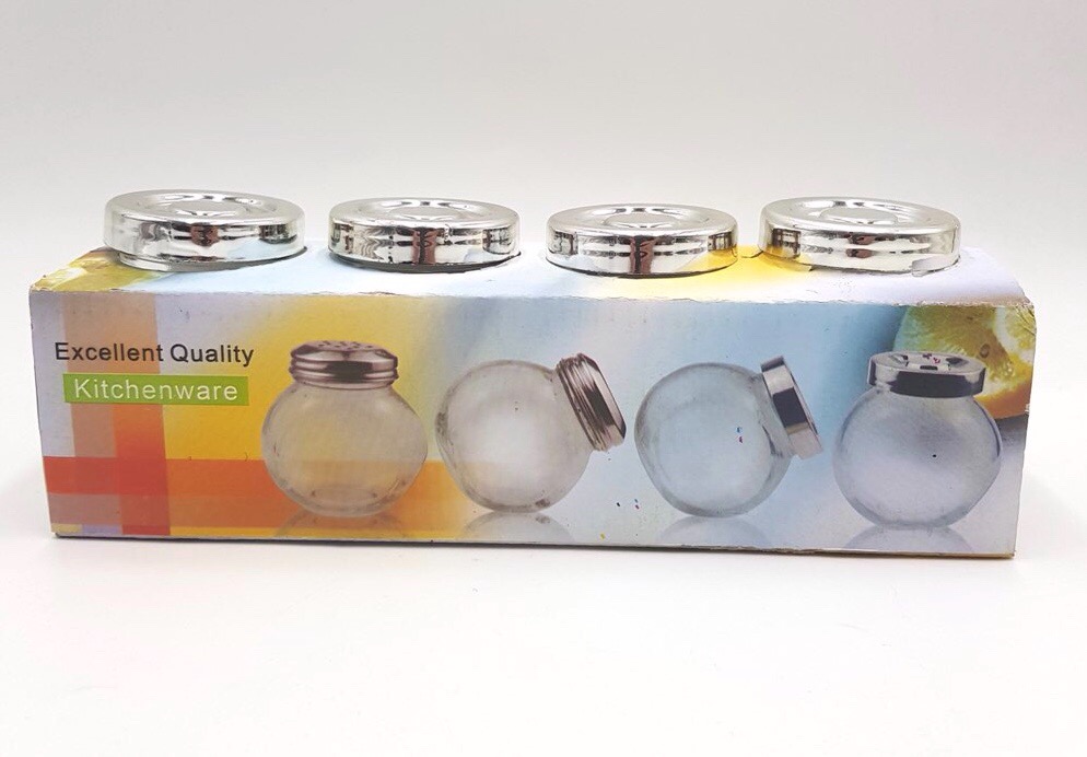 Set Of 3 Glass Jars Screw Lid Household