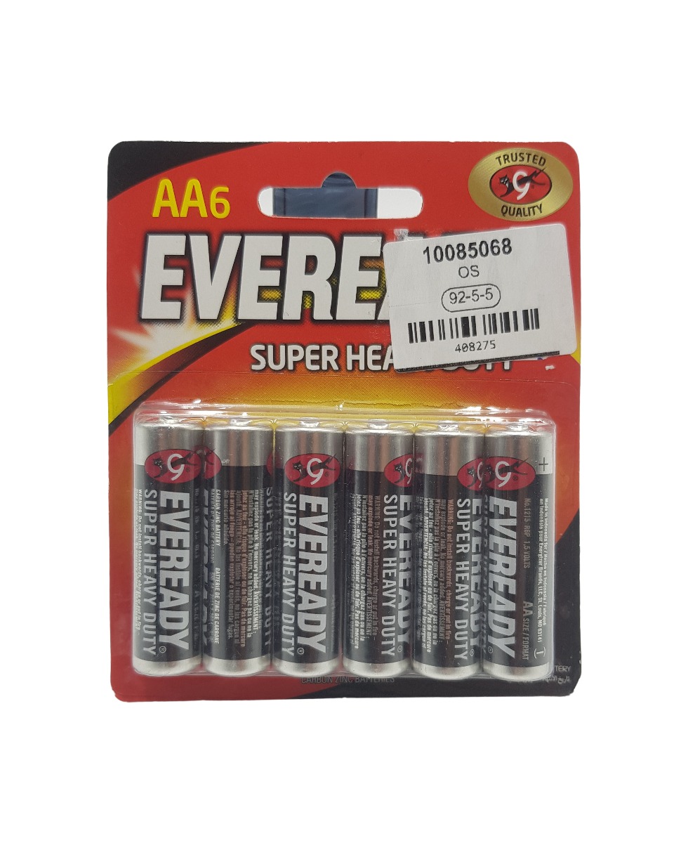 Mumzworld Eveready Zinc Batteries Pack Of 6 - AA, Black