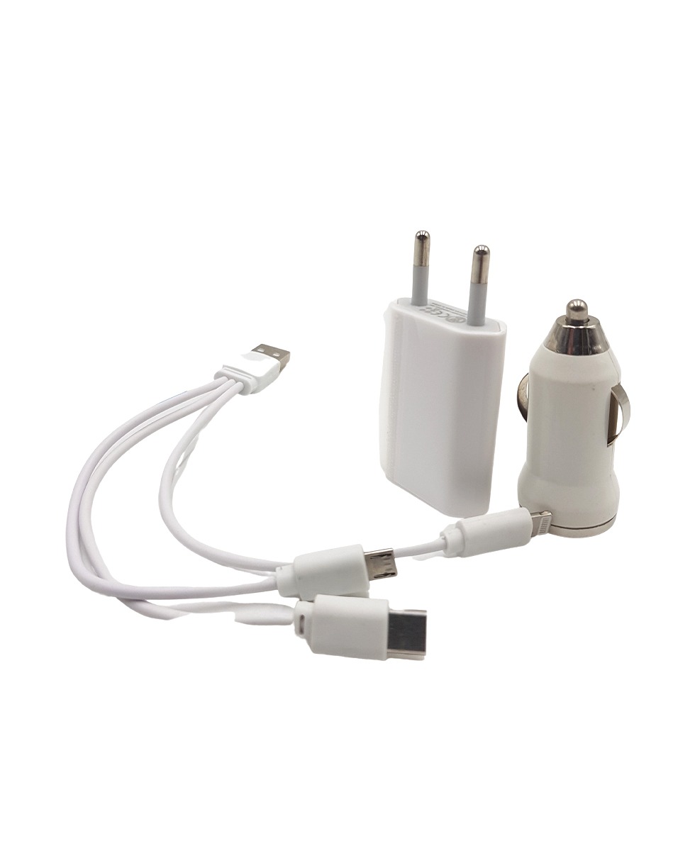 Mini 7 in 1 USB Wall & Car Charger + USB Cable Kit with Lightning connector Compatible