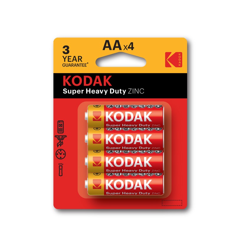 4 x Kodak AA batteries Zinc chloride Super heavy duty LR6 MN1500 MIGNON 1.5V