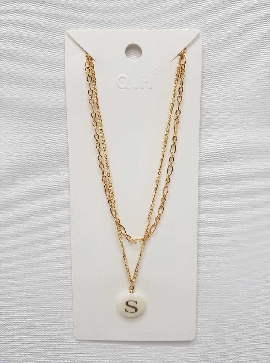 Necklace Breacet Set Bundle with Letter S Pendant Necklace
