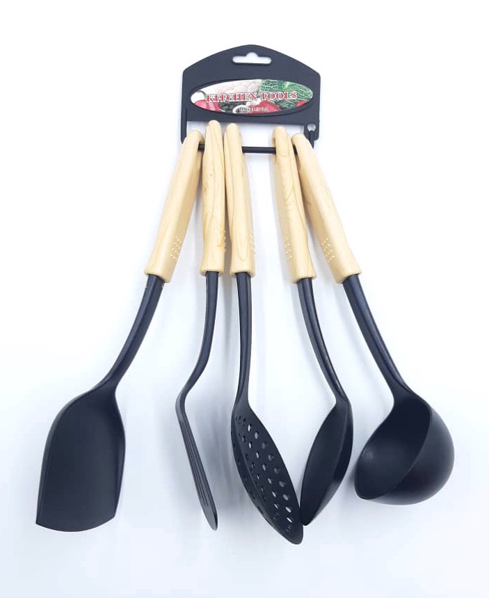 Cooking Utensils 5 Pcs Set Non Stick Soup Spoon Silicone Spatula Cookware Holder