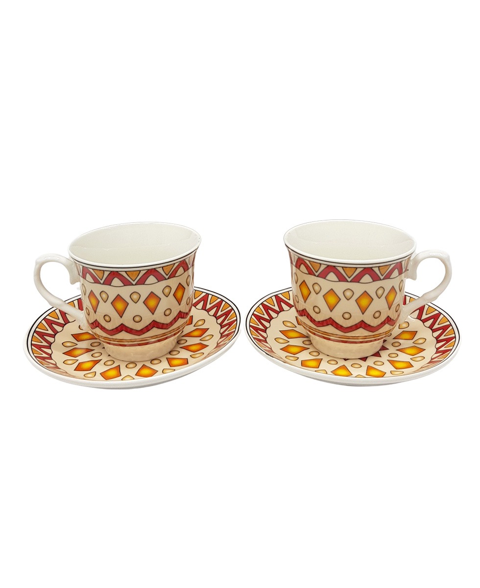 2 Pcs Ceramic Coffee Cup Set With Saucer