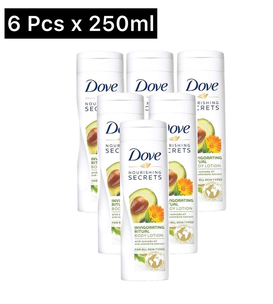 6 Pcs Dove Set Nourishing Secrets Lotion Invigorating Ritual- Avocado Oil and Calendula Extract (6X250ml) (CARGO)