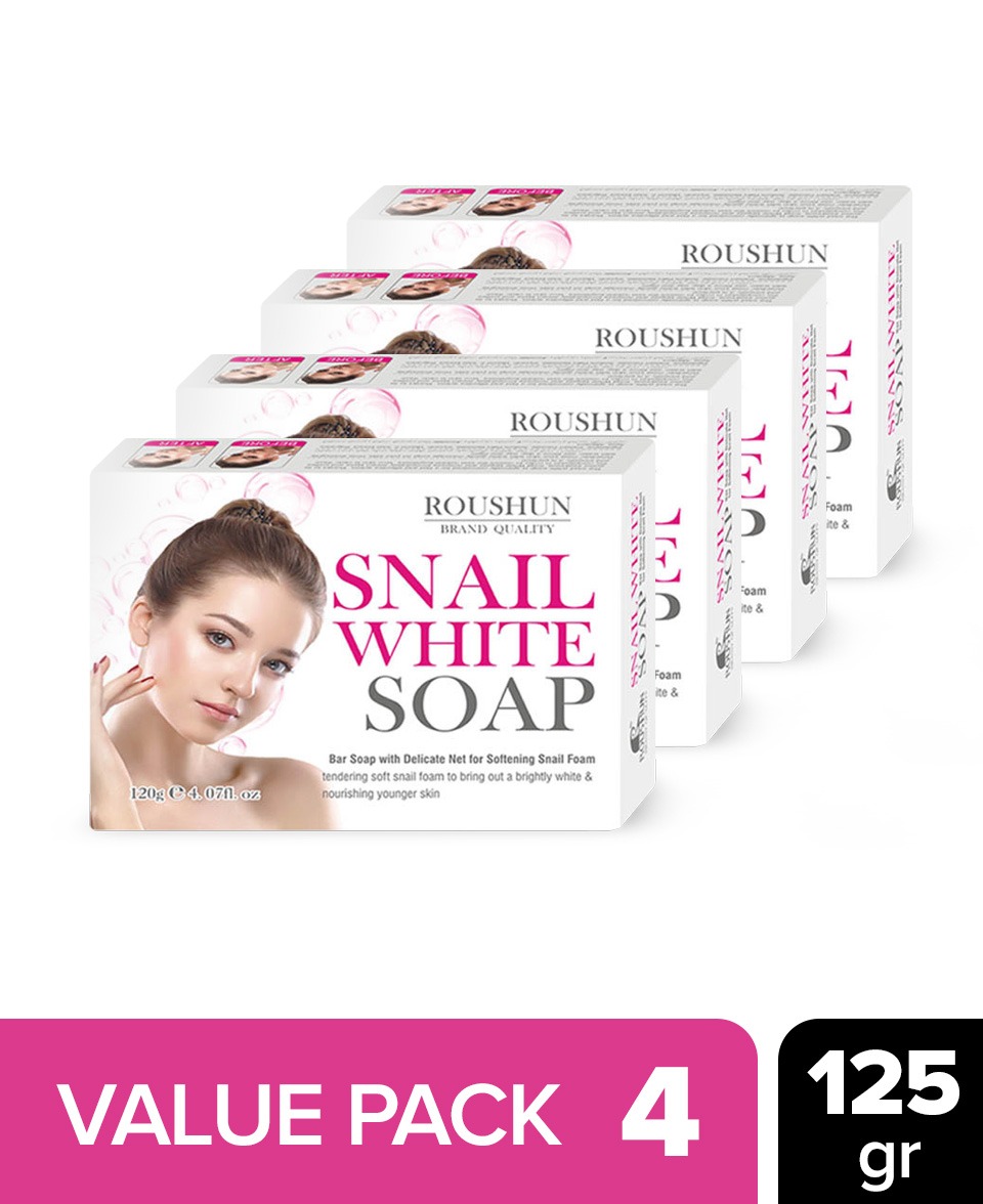 Live Selling 4 Pcs Set Roushun Snail skin whitening soap body and facial soap 125g (CARGO)
