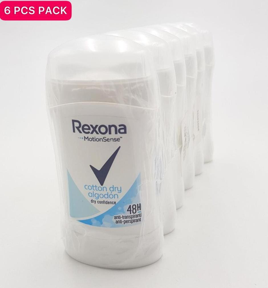 6 Pcs Bundle Rexona Women Cotton Dry Deodorant Stick (6X40ml) (CARGO)