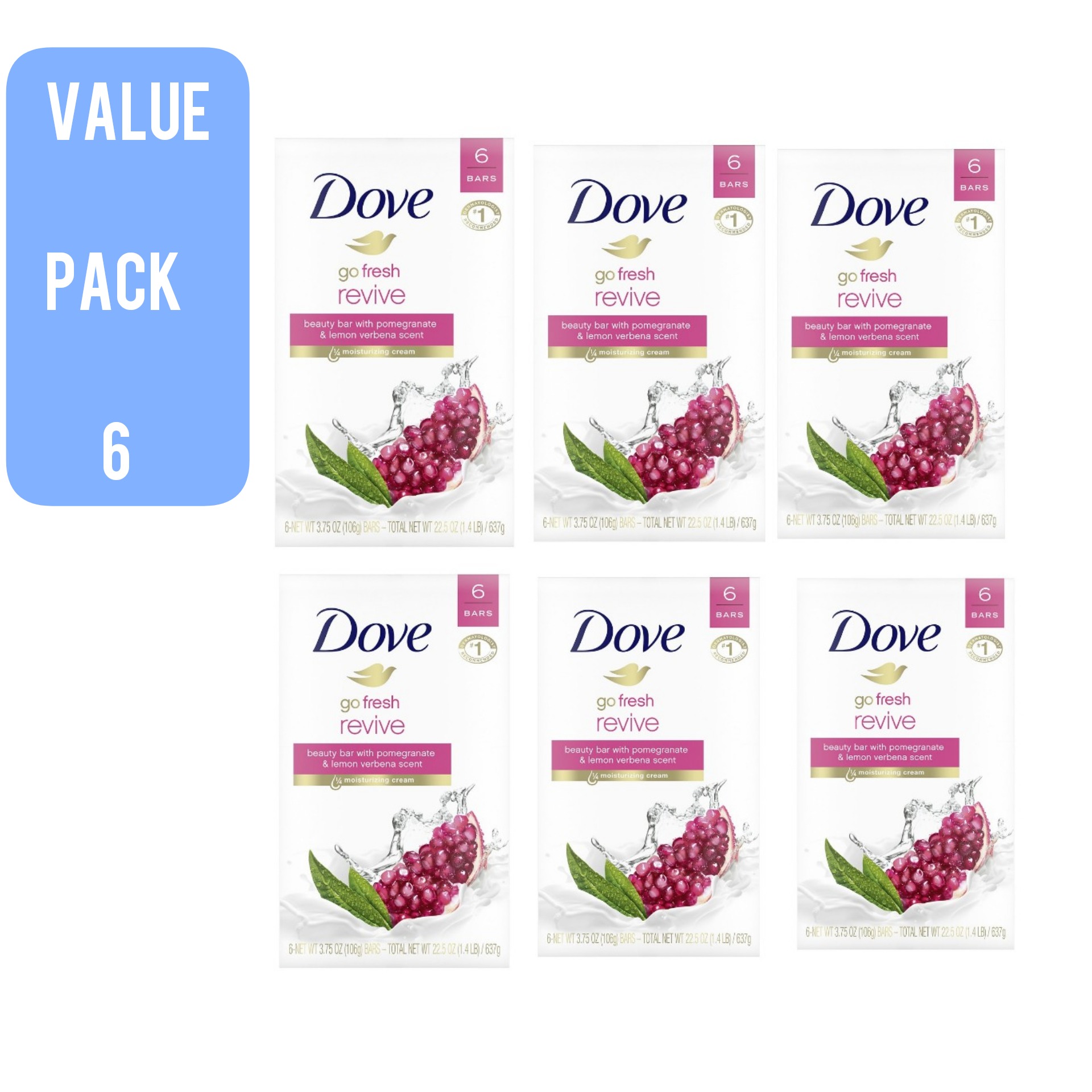 6 Pcs Bundle Dove Dove Go Fresh Pomegranate & Lemon Verbena Scent (6X106g) (CARGO)