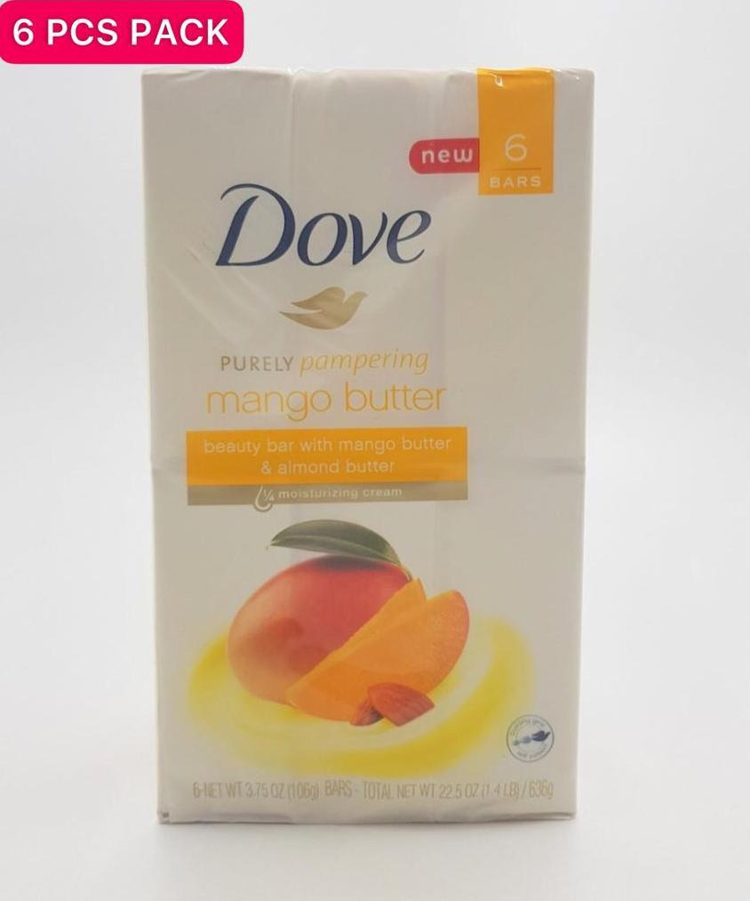 6 Pcs Dove Bundle  Purely Pampering Beaty Bar With Mango Butter & Almond Butter (6X106g) (CARGO)