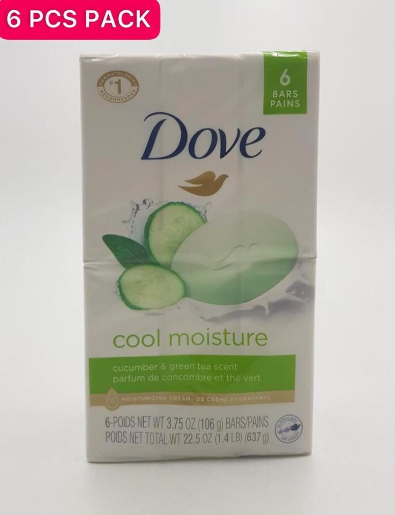 6 Pcs Bundle Dove Cool Moisture Beauty Bar Soap Cucumber & Green Tea (6X106g) (CARGO)