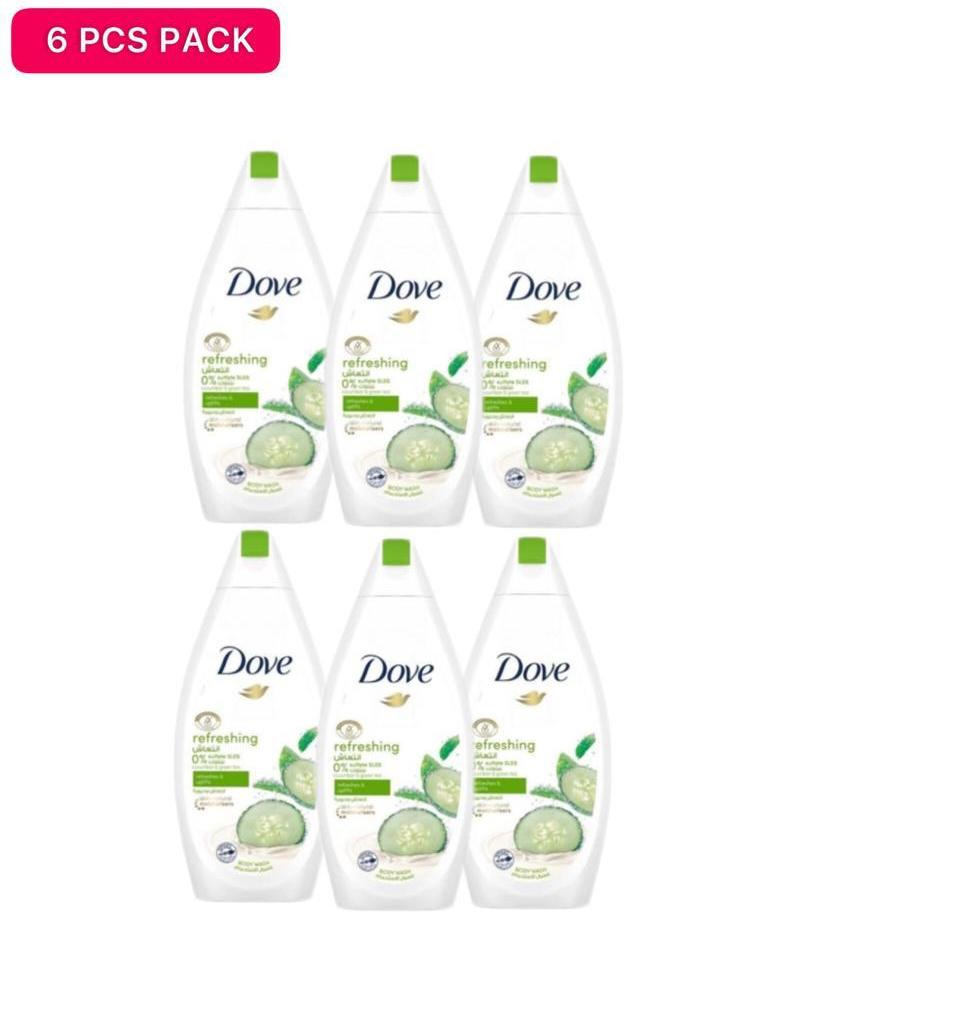 6 Pcs Bundle Dove Shower Gel "Refreshing Cucumber & Green Tea (6X500Ml) (CARGO)