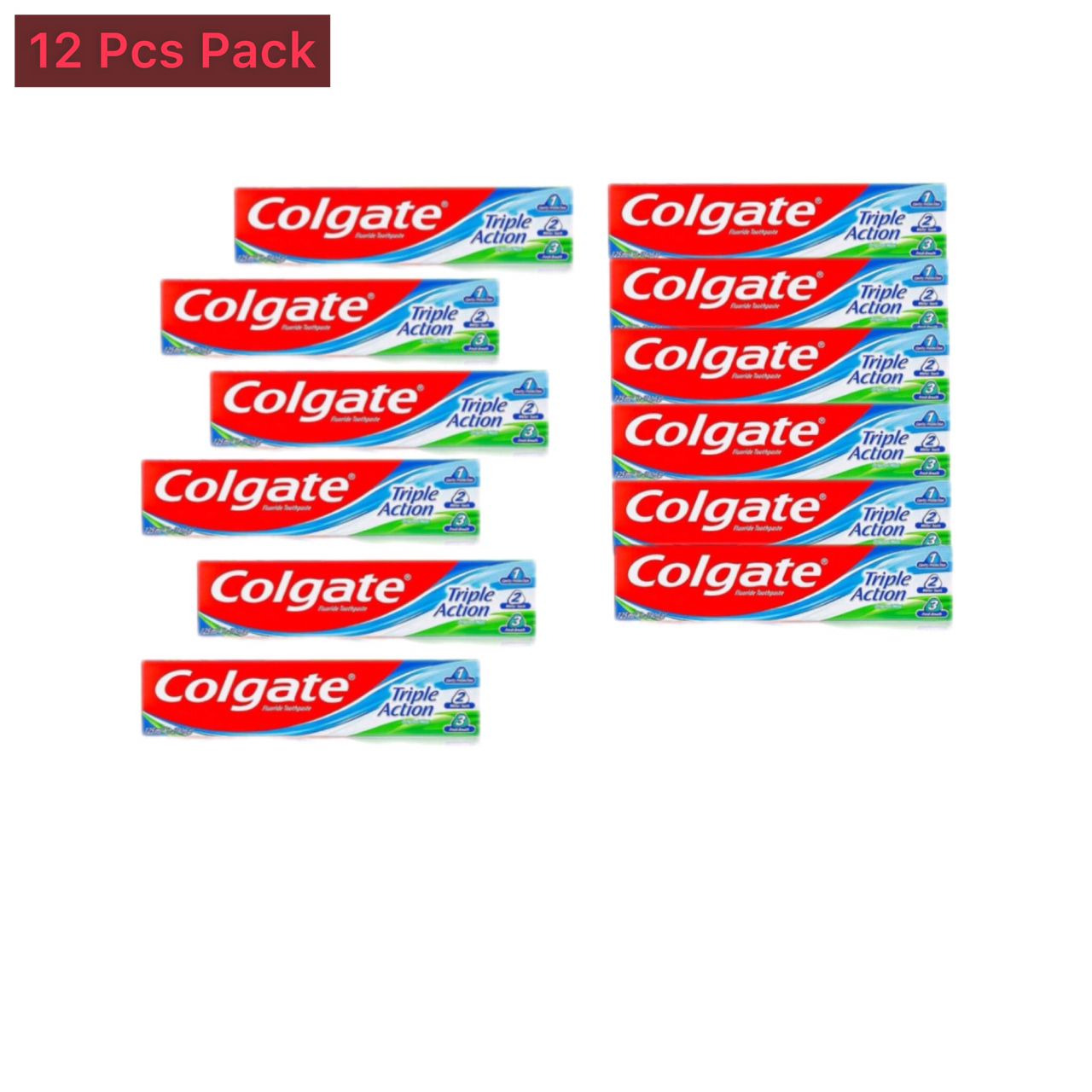 12 Pcs Bundle Colgate Triple Action Fluoride Toothpaste (12X125Ml) (Cargo)