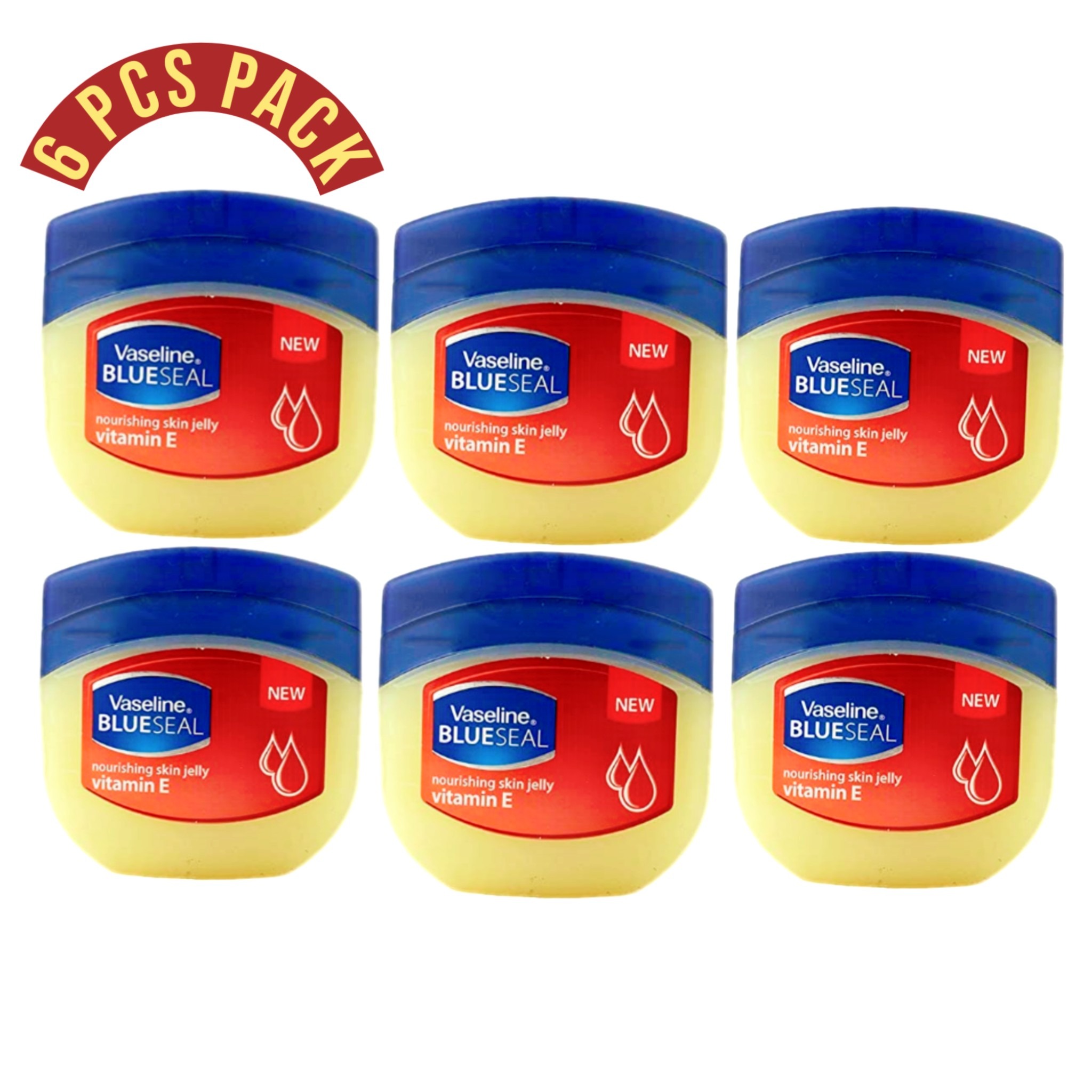 6 Pcs Bundle Vaseline Blue Seal Nourishing Skin Jelly Vitamin E (6X250Ml)