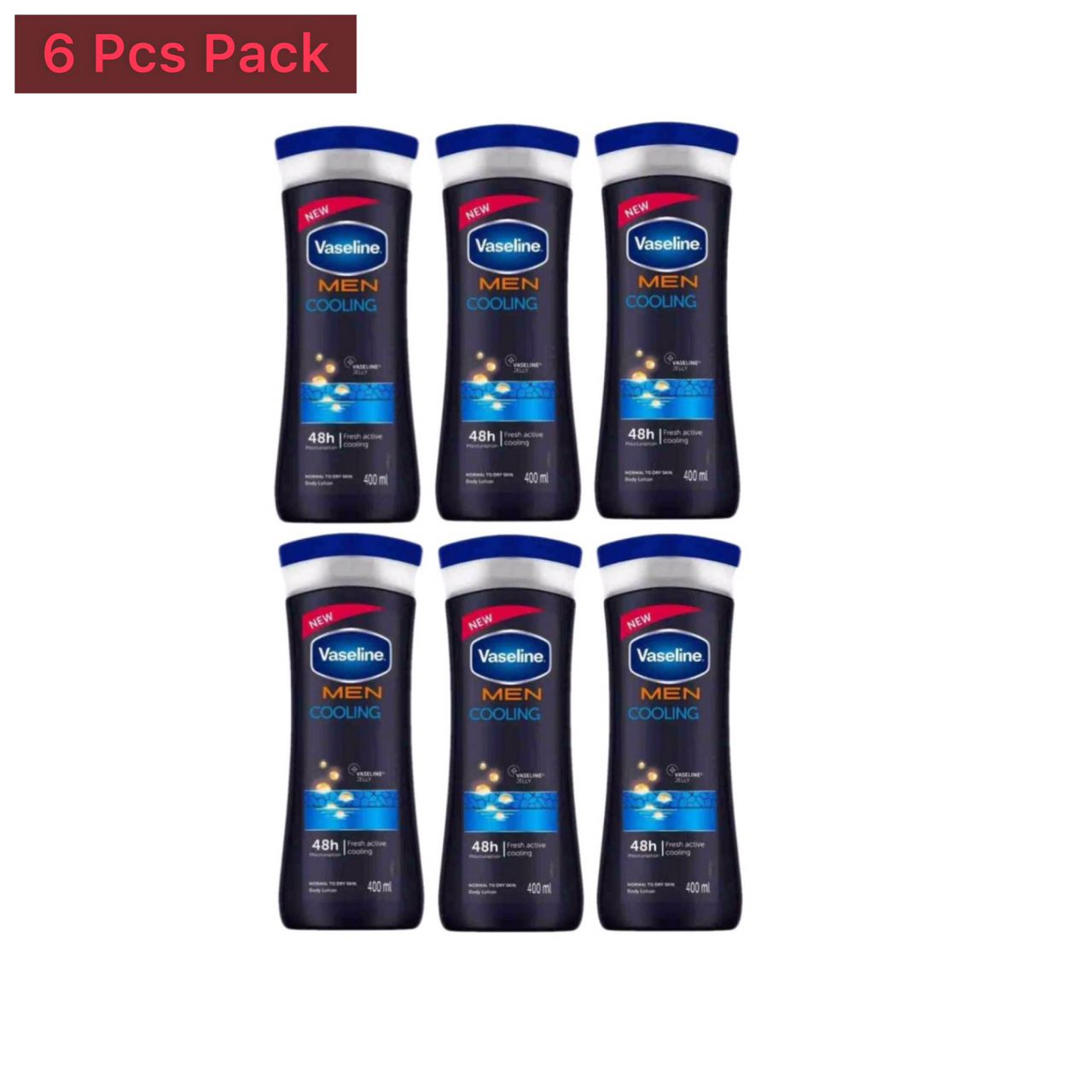 6 Pcs Bundle  Men Cooling body lotion Vaseline (6X400ml) (Cargo)
