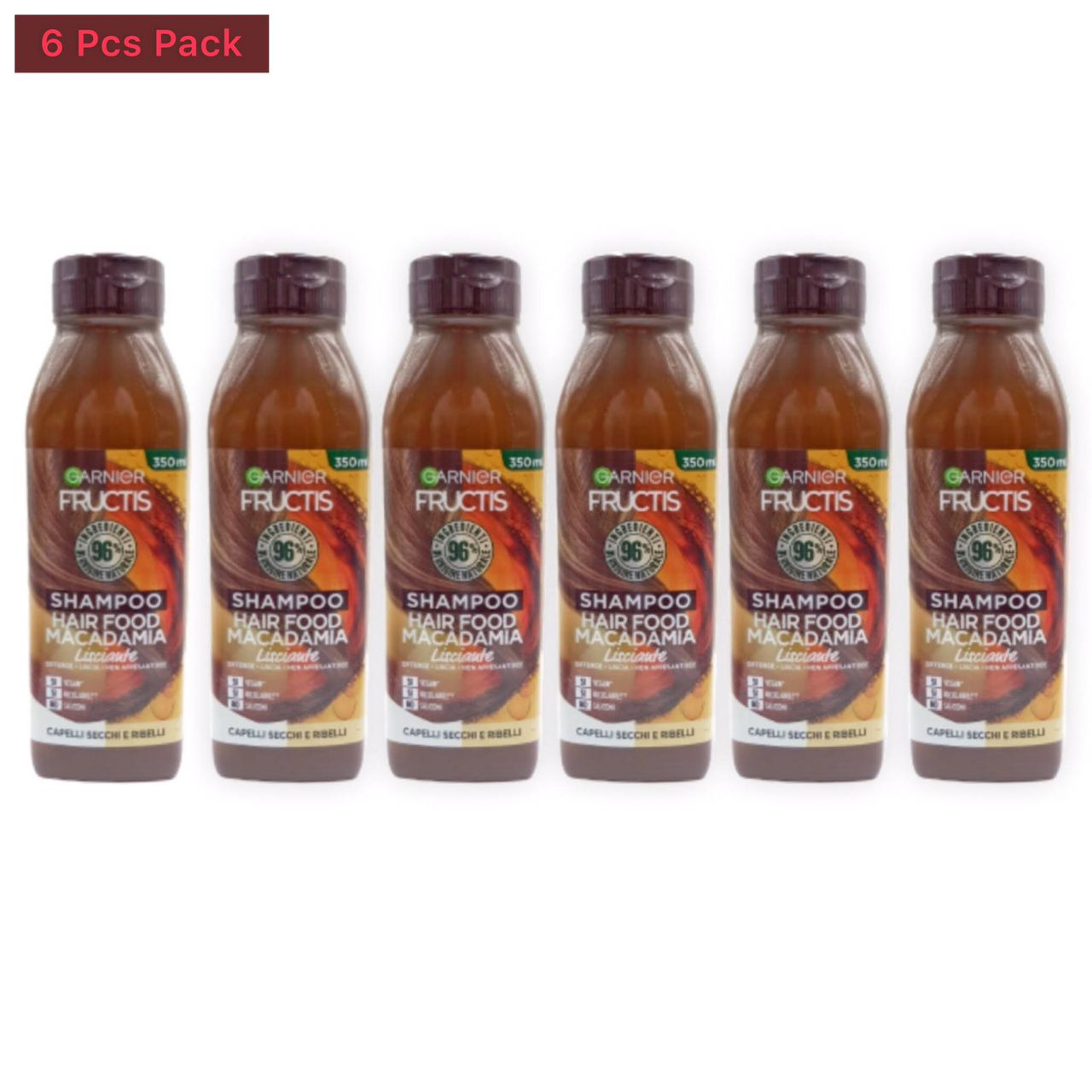 6 Pcs Garnier Smoothing Macadamia Hair Food Shampoo(6X350ml)  (Cargo)