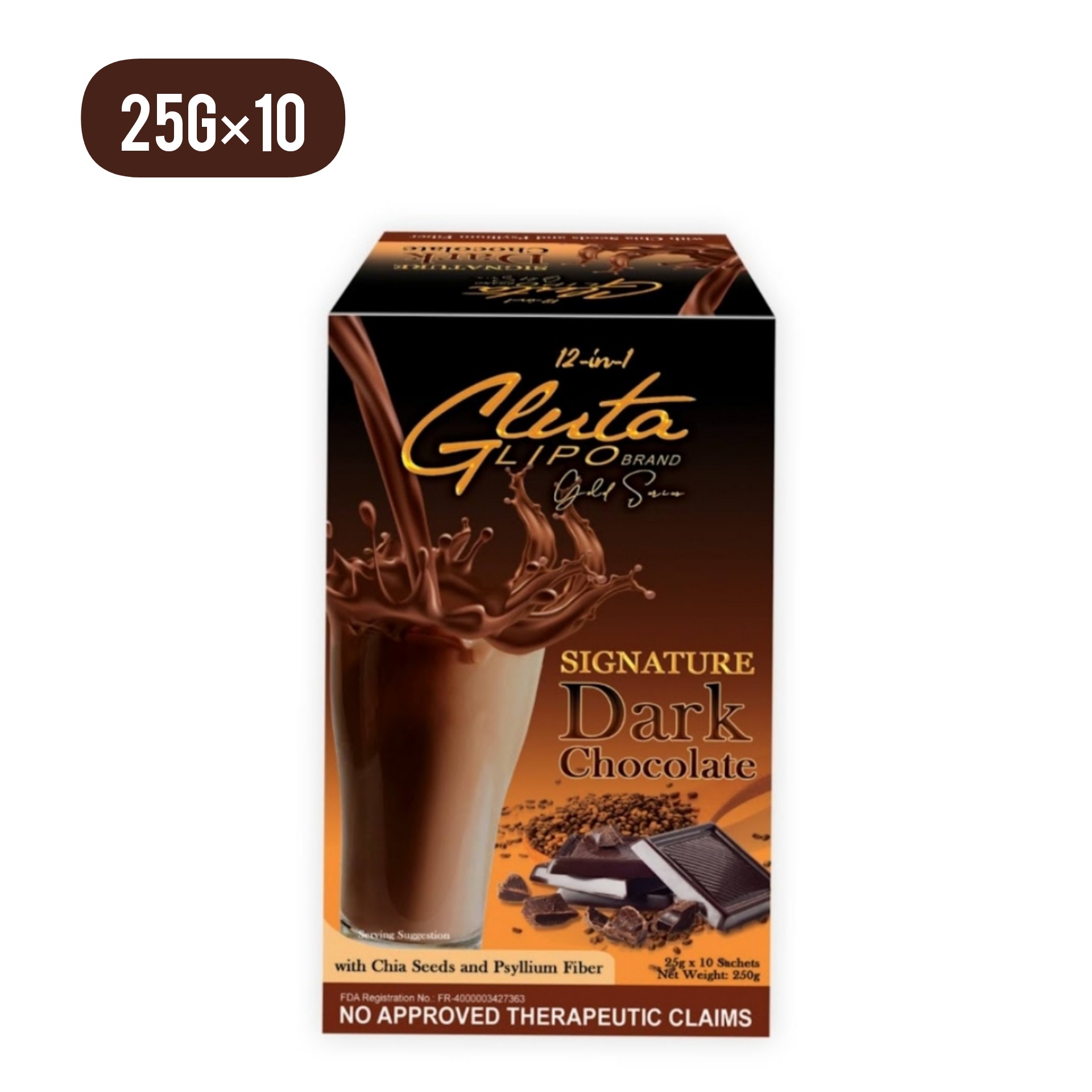 (Food) 12 IN 1 Gluta Lipo Brand Signature Dark Chocolate (10X25G)