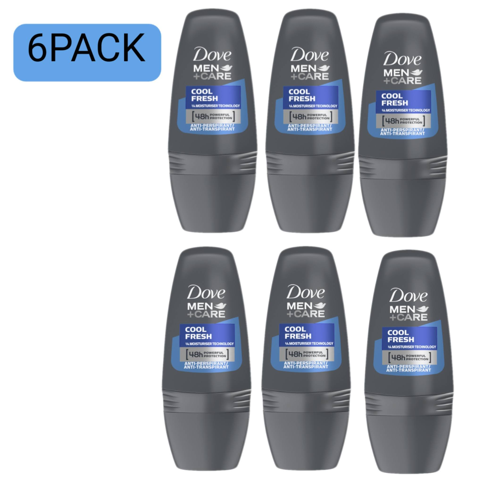 6 Pcs Bundle DOVE Men Antiperspirant Roll-On Deodorant Cool Fresh (6X50Ml) (Cargo)